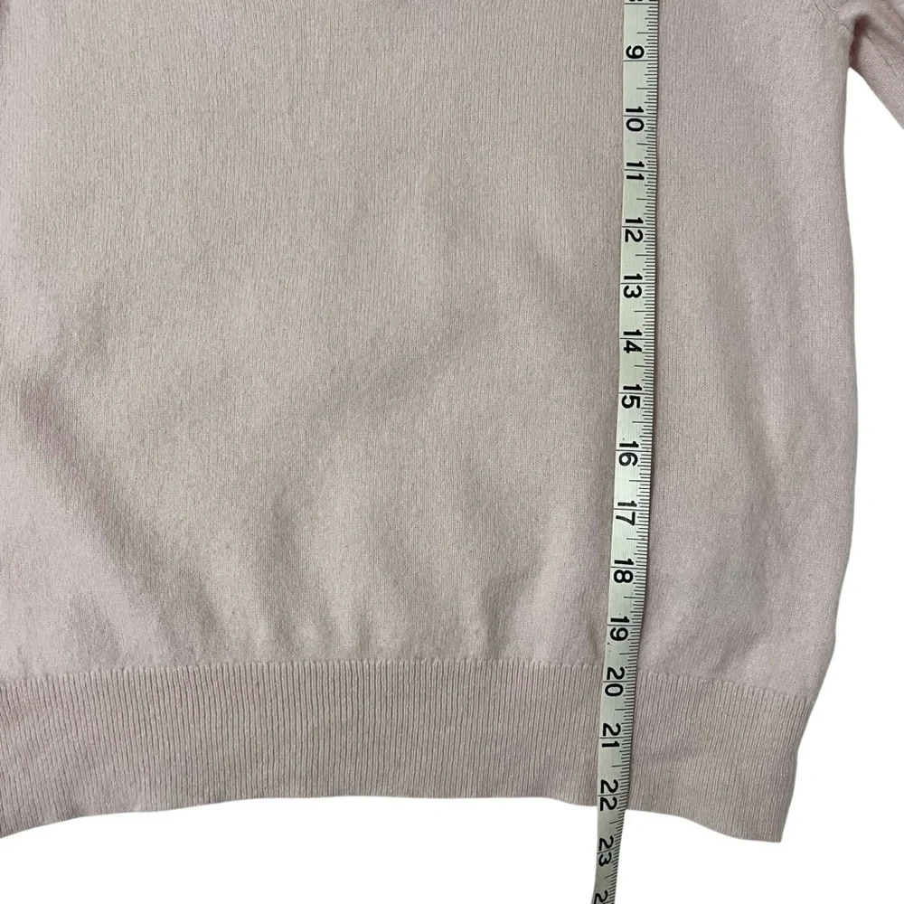 Quince 100% Cashmere V-Neck Sweater Blush Pink Soft Lightweight Knit Medium M - Picture 4 of 7